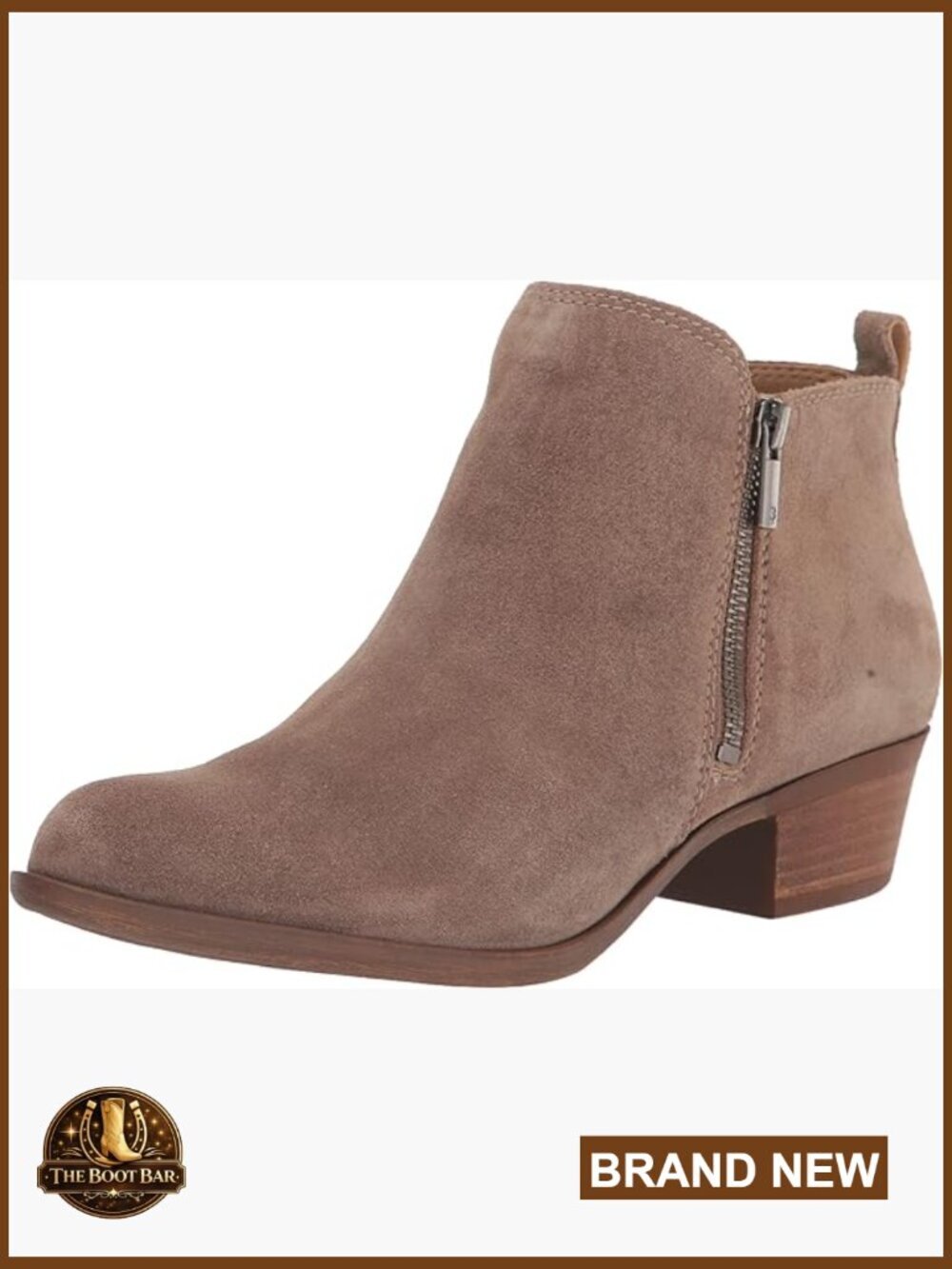 Ankle Booties with Chunky Block Heel and Double Zippers
